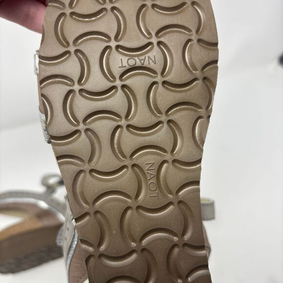 Naot Shoes Womens 37 (US 6) Silver Beverly Leather Hook and Loop Comfort Sandals - Picture 7 of 9